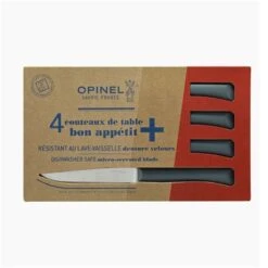 Opinel Coffret 4 Couteaux De Table Lame Micro-dentée 11 Cm Bon Appétit Plus Anthracite