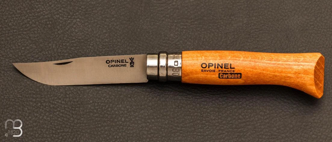 Couteau Opinel N°8 Manche Hêtre - Lame Acier Carbone 3 Couteau Opinel N°8 Manche Hêtre - Lame Acier Carbone