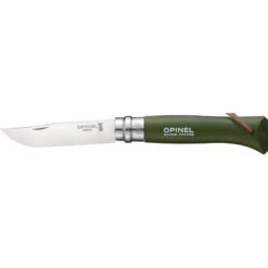 Couteau Pliant Français Baroudeur N°08 Inox Kaki Manche Bois Opinel