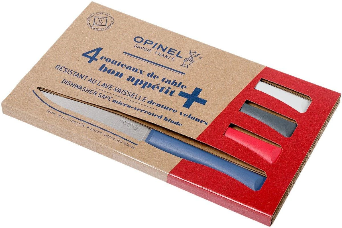 Opinel Bon Appetit+ Set De 4 Couteaux De Table, Primo, Lame Micro-dentée 3 Opinel Bon Appetit+ Set De 4 Couteaux De Table, Primo, Lame Micro-dentée – Image 2