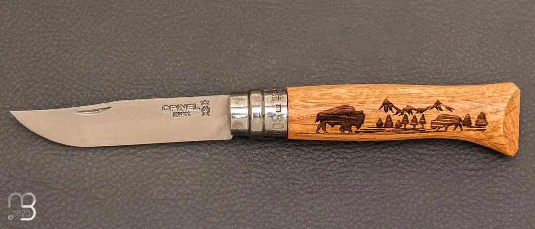 Couteau Opinel N ° 08 ANIMALIA AMERICA - Bison 3 Couteau Opinel N ° 08 ANIMALIA AMERICA - Bison
