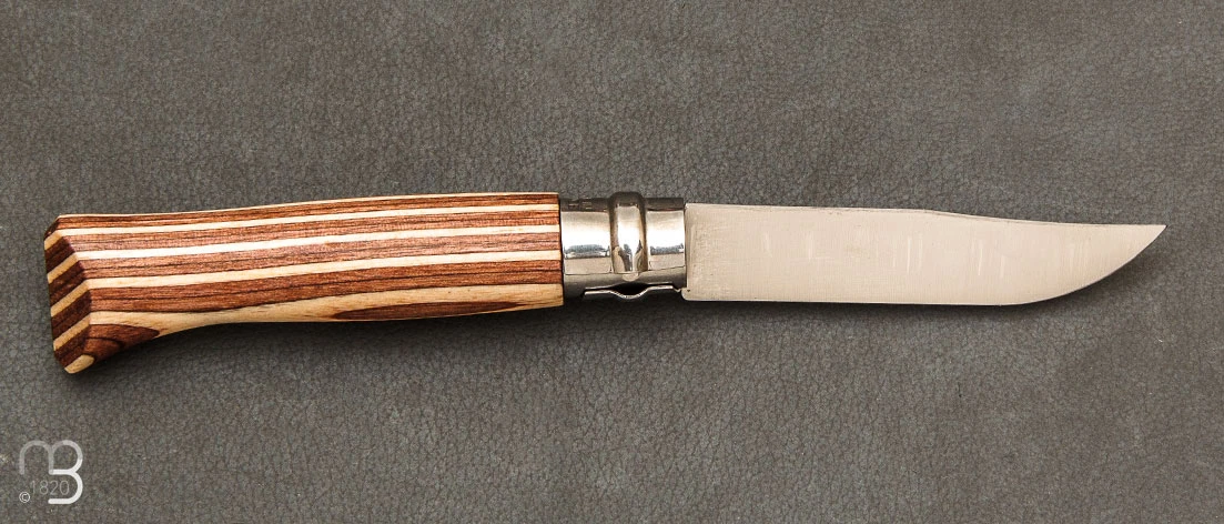 Couteau Opinel N°08 Bouleau Lamellé Brun 4 Couteau Opinel N°08 Bouleau Lamellé Brun – Image 2