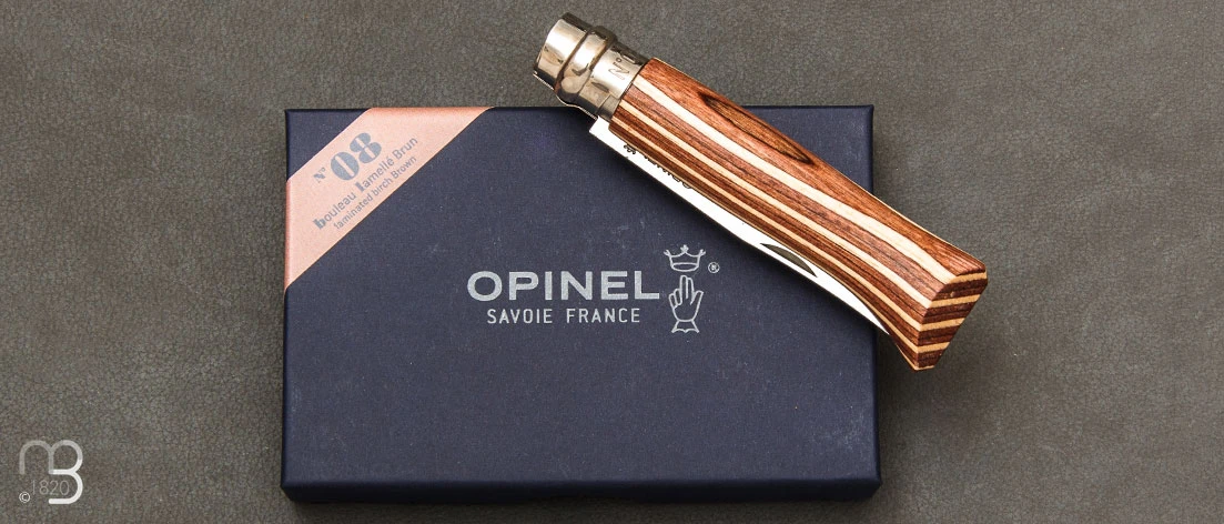 Couteau Opinel N°08 Bouleau Lamellé Brun 5 Couteau Opinel N°08 Bouleau Lamellé Brun – Image 3
